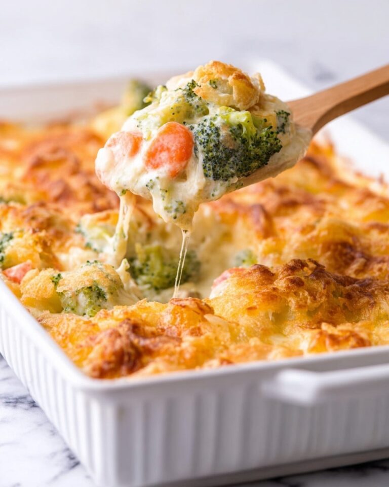 Baked Vegetable Casserole with Creamy Cheese and Crispy Onions Recipe