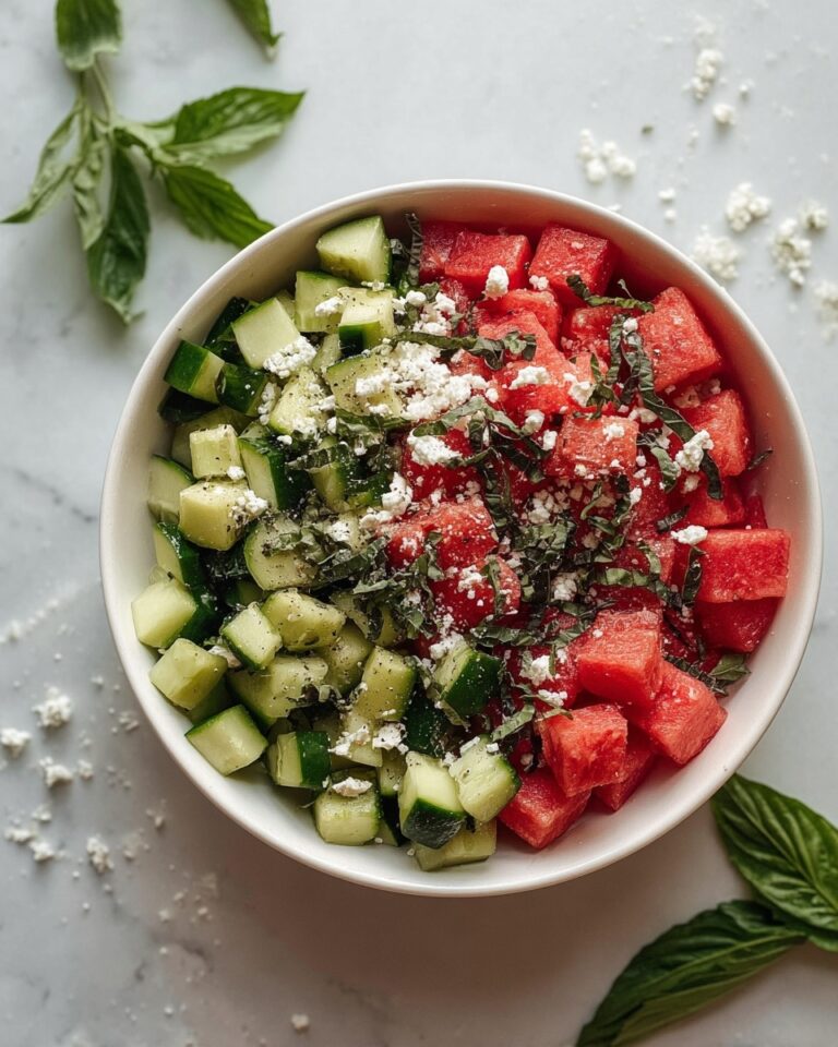Watermelon Feta Salad with Fresh Mint and Basil Recipe