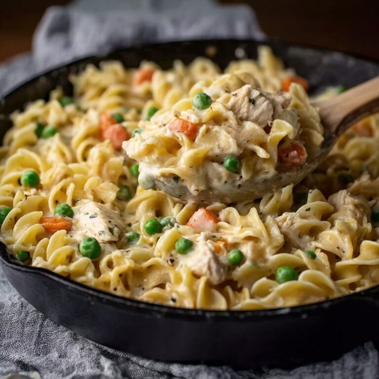 Creamy Chicken Pot Pie Noodle Skillet Recipe