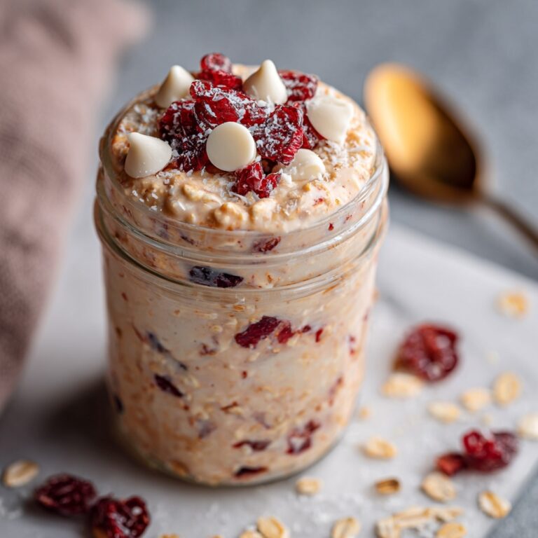 Cranberry White Chocolate Overnight Oats Recipe