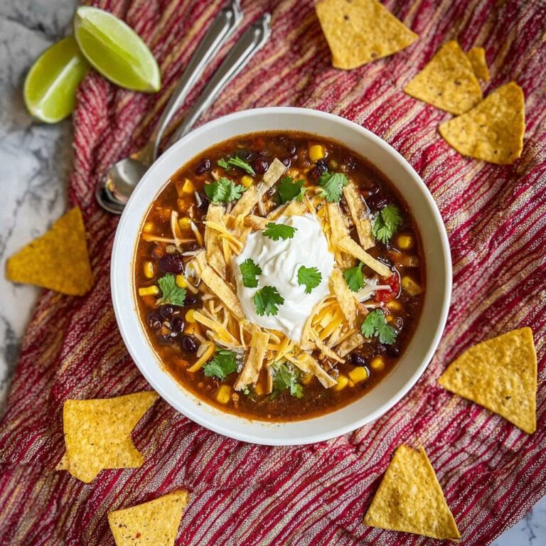 Slow Cooker Black Bean Tortilla Soup Recipe