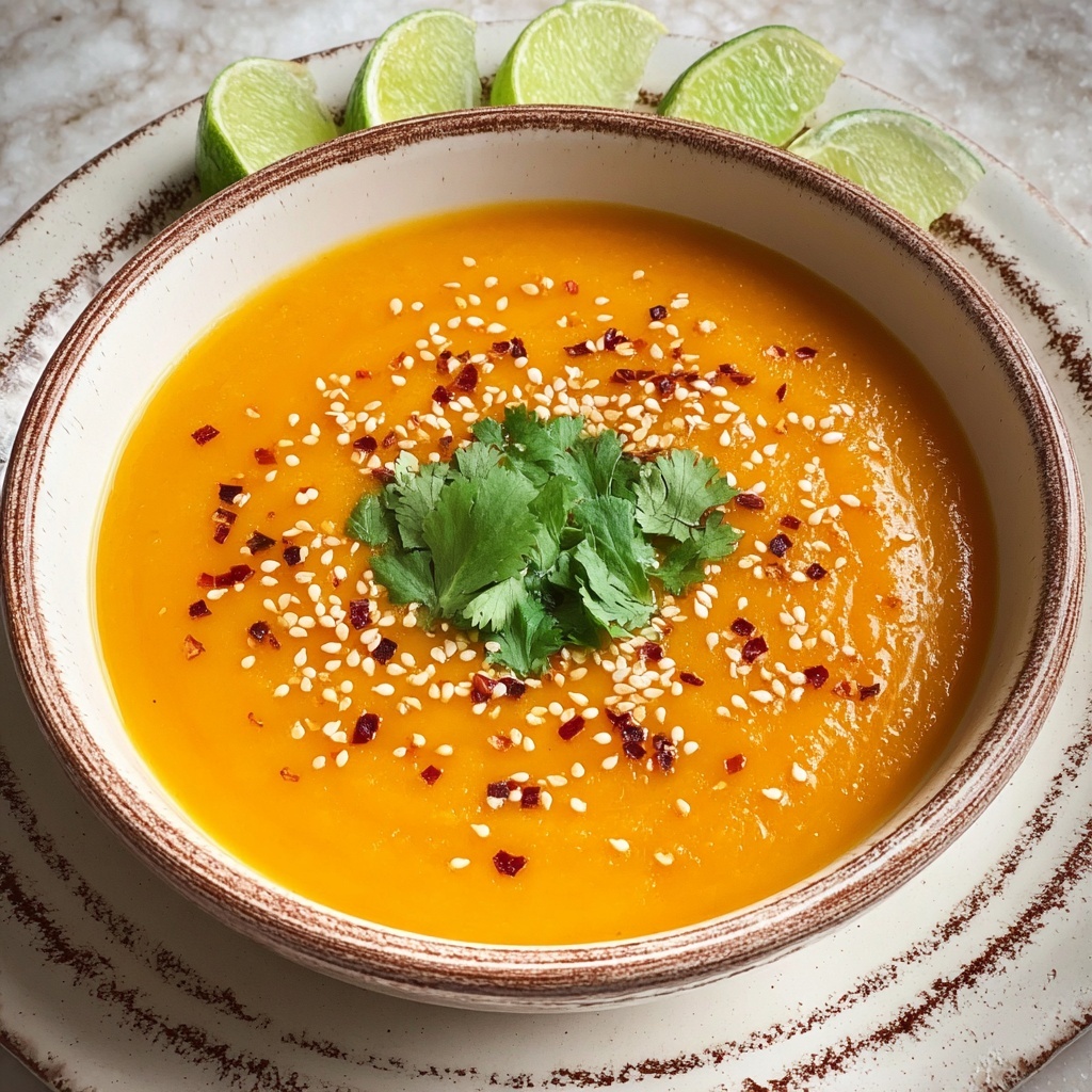 Spicy Sesame Carrot Soup with Red Lentils Recipe - Recipe Image