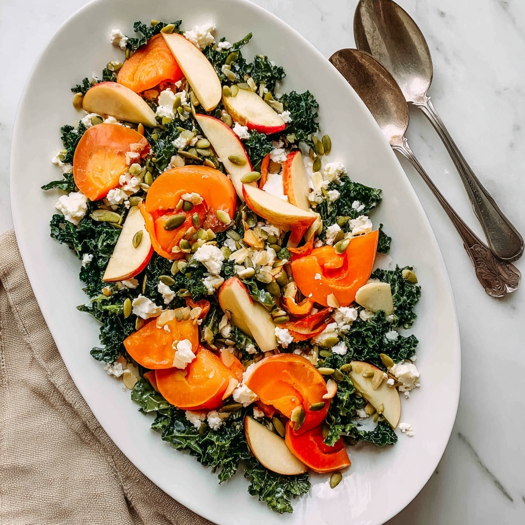 Healthy Christmas Kale & Persimmon Salad with Pear, Goat Cheese, and Nuts Recipe - Recipe Image