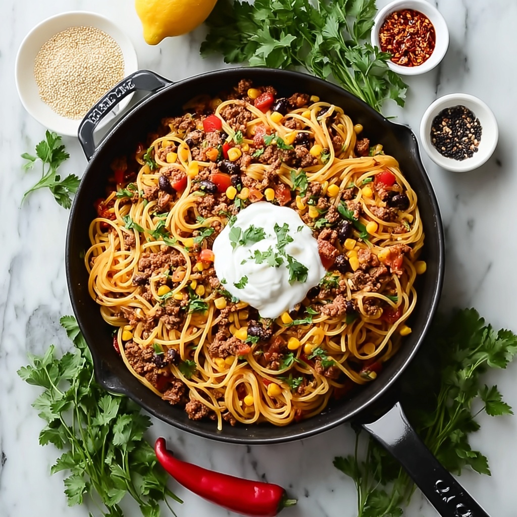 One-Pot Taco Spaghetti Recipe - Recipe Image
