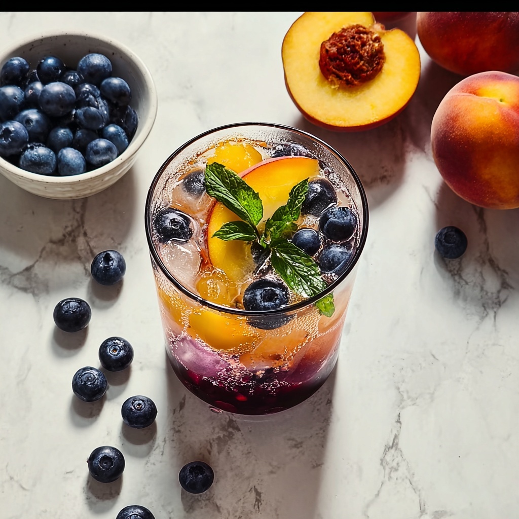 Blueberry and Peach Vodka Spritzer Recipe - Recipe Image