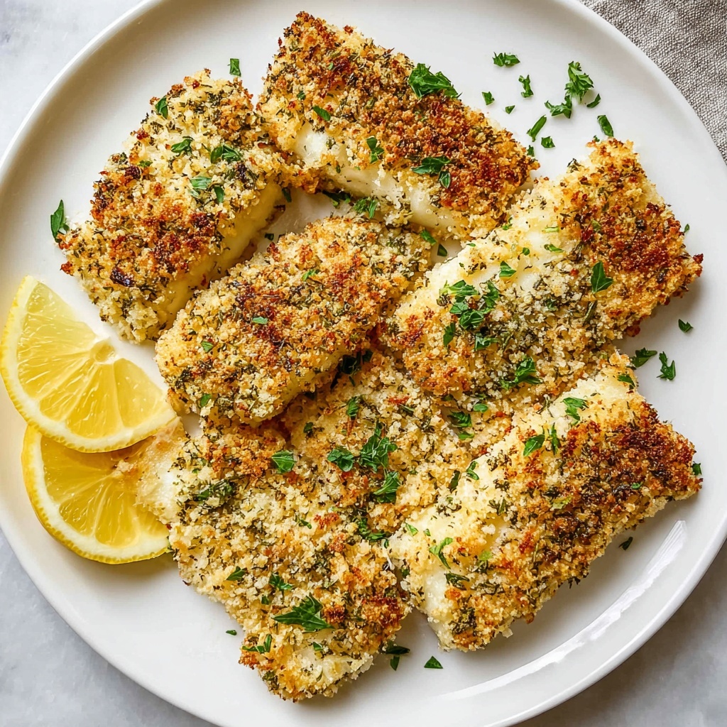 Baked Pollock with Parmesan and Panko Crust Recipe - Recipe Image