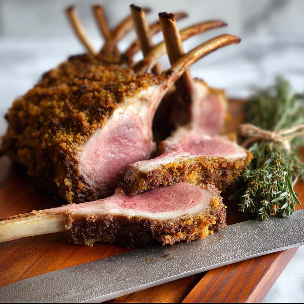 Roasted Rack of Lamb with Garlic and Herbs Recipe - Recipe Image