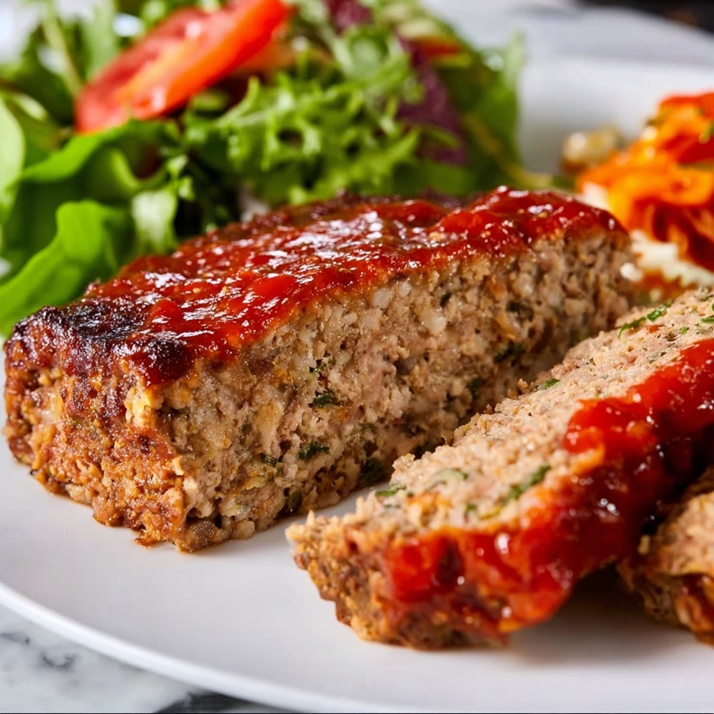 Turkey Meatloaf with Roasted Red Pepper Sauce Recipe - Recipe Image