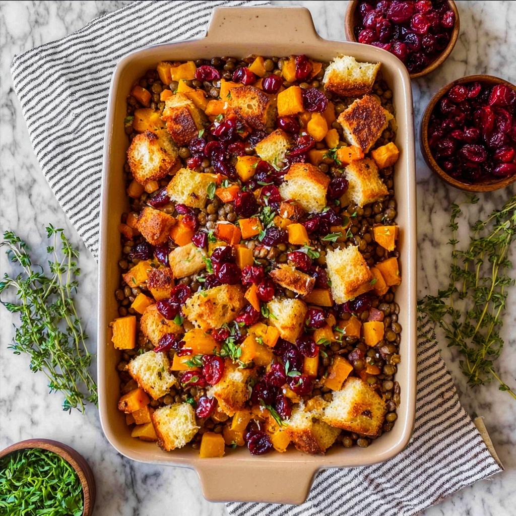 Butternut Squash, Cranberry, and Lentil Stuffing Recipe - Recipe Image