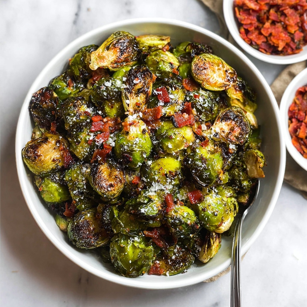 Roasted Brussels Sprouts with Parmesan, Bacon, and Balsamic Glaze Recipe - Recipe Image