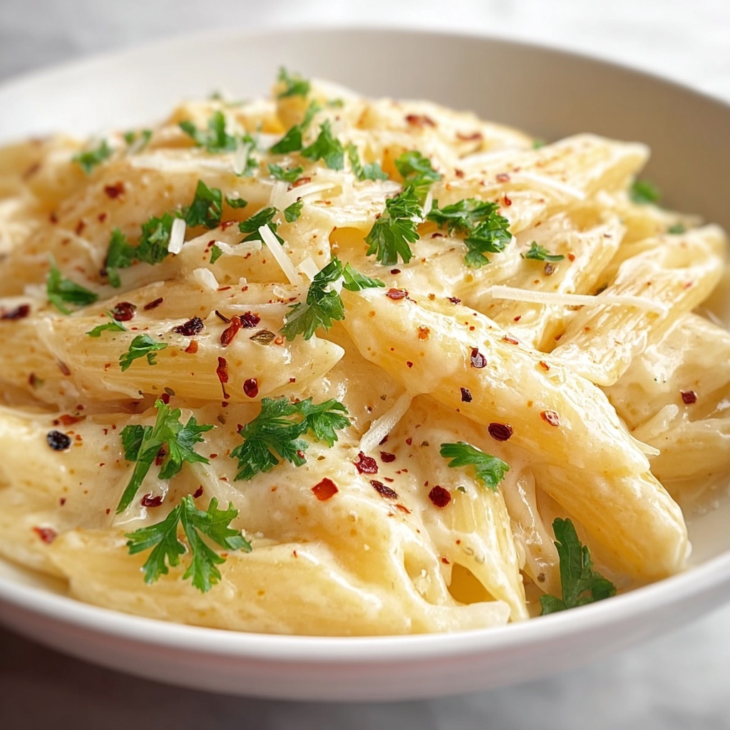 Creamy Garlic Penne Pasta Recipe - Recipe Image
