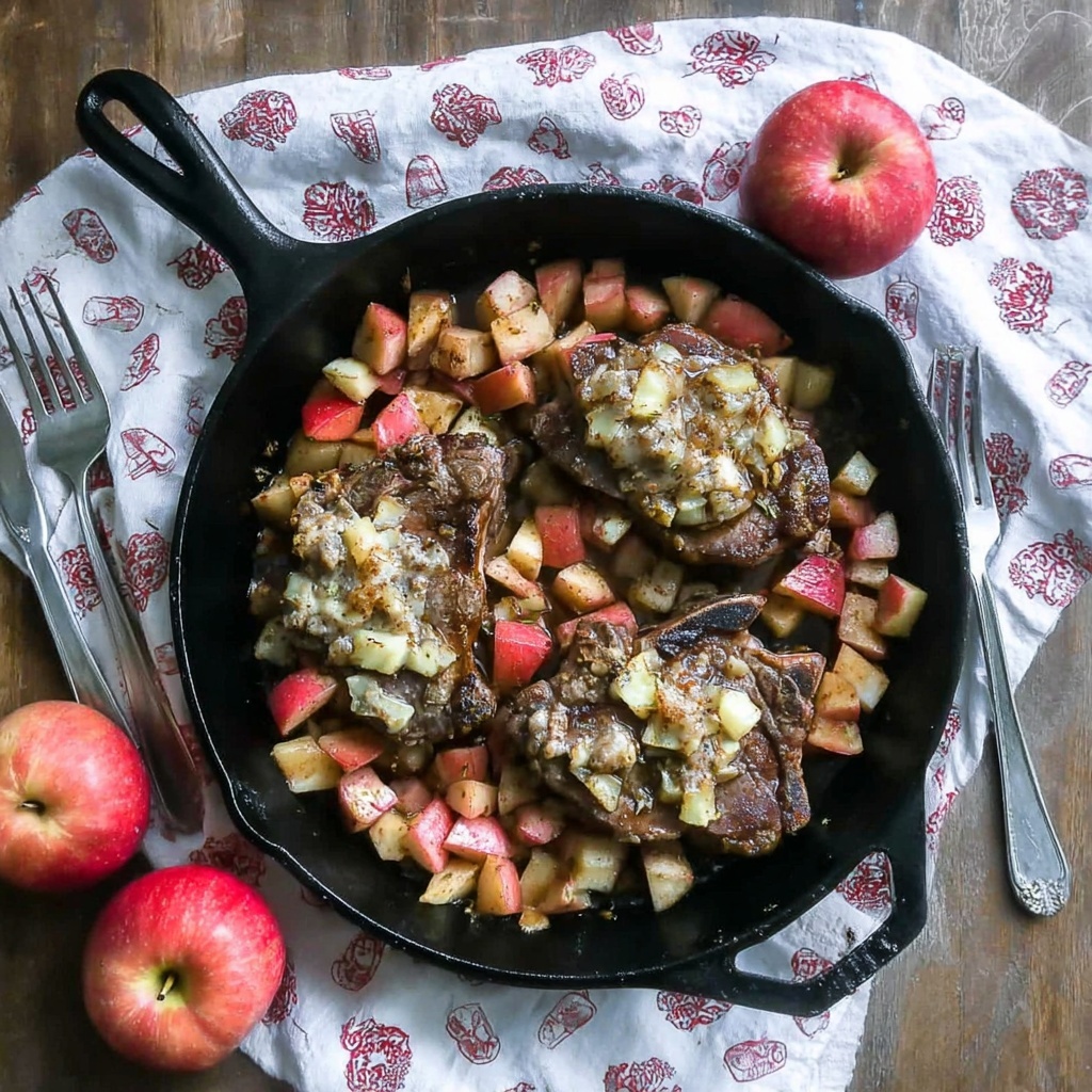 Apple Bacon Blue Smothered Pork Chops Recipe - Recipe Image