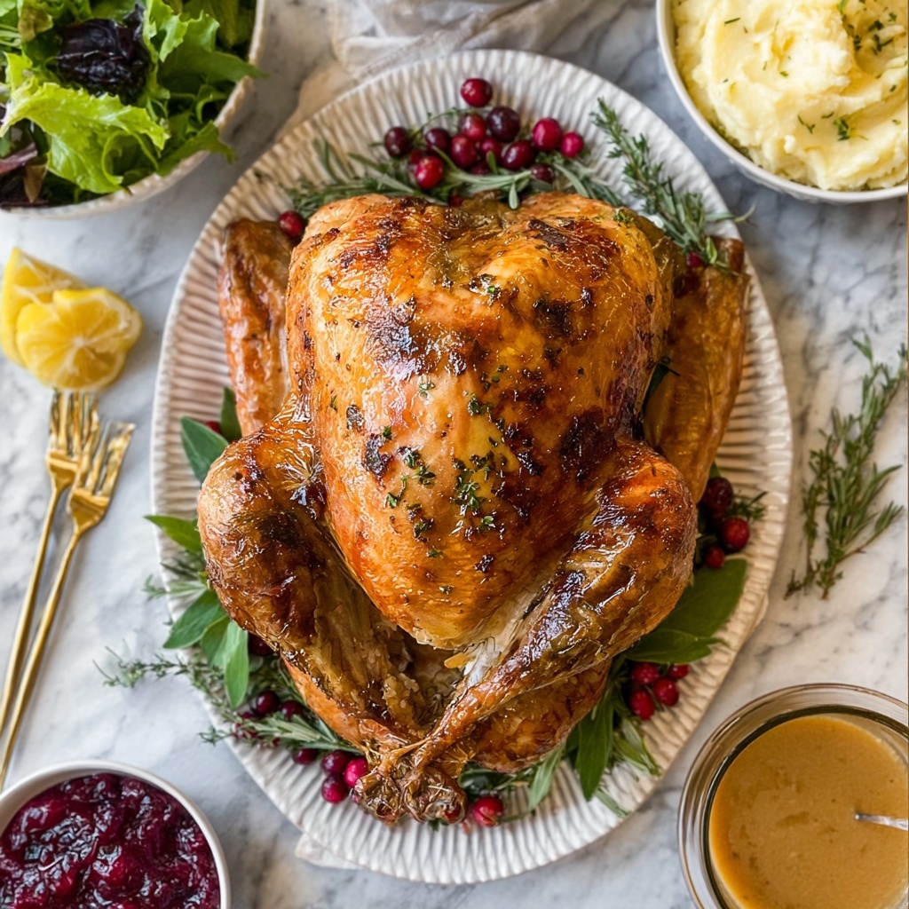 Dry Brined Roast Turkey with Garlic Butter and Herb Aromatics Recipe - Recipe Image