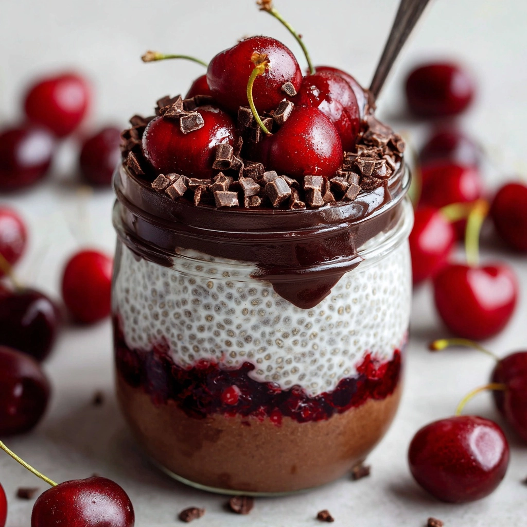 Layered Black Forest Overnight Oats Recipe - Recipe Image