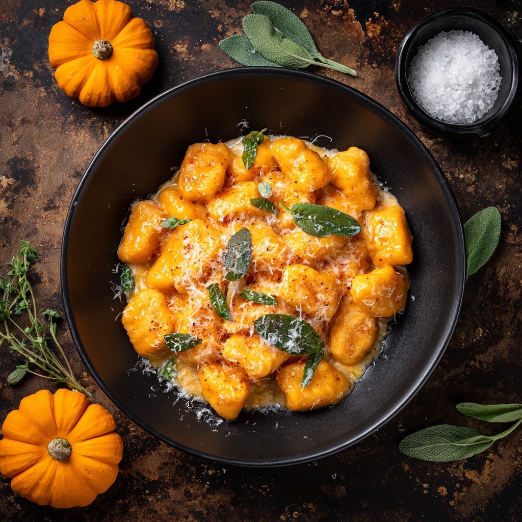 Pumpkin Sage Gnocchi with Browned Sage Butter Sauce Recipe - Recipe Image