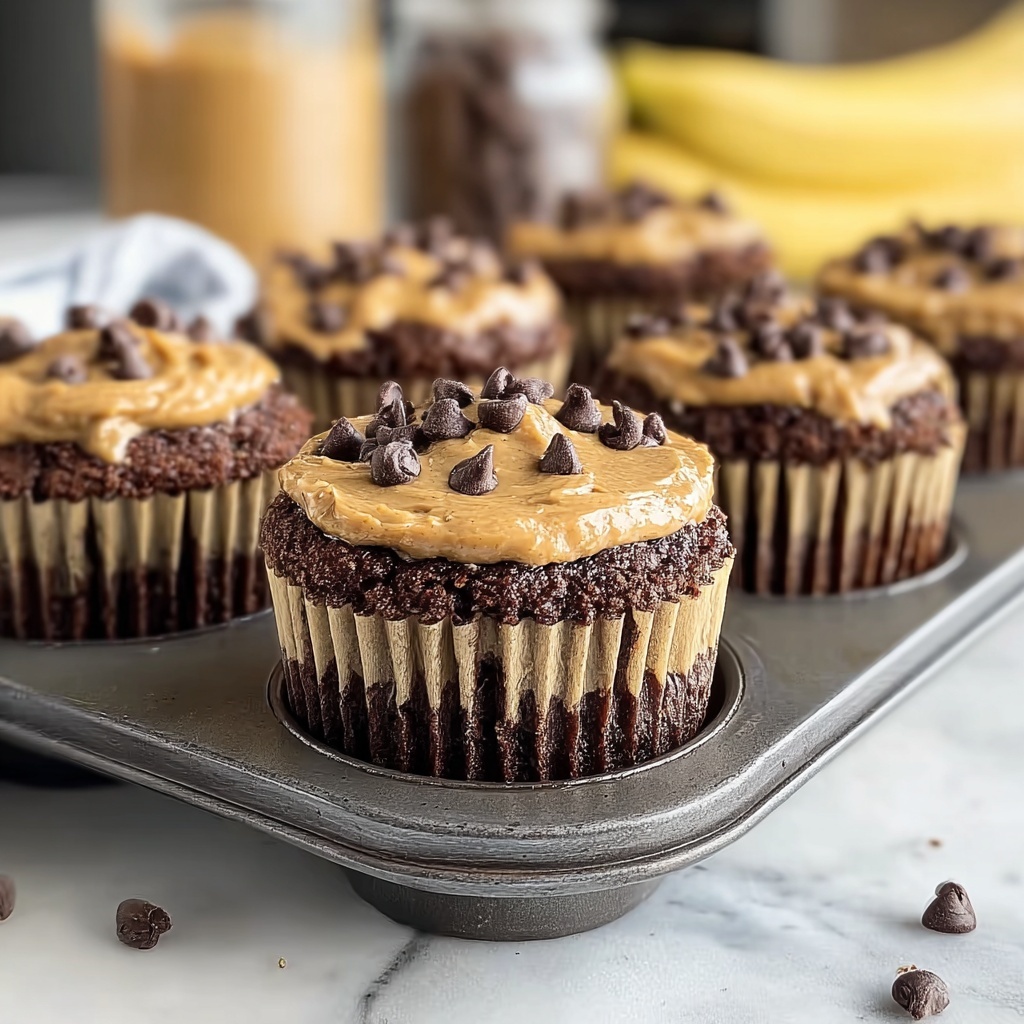 Chocolate Peanut Butter Banana Muffins Recipe - Recipe Image