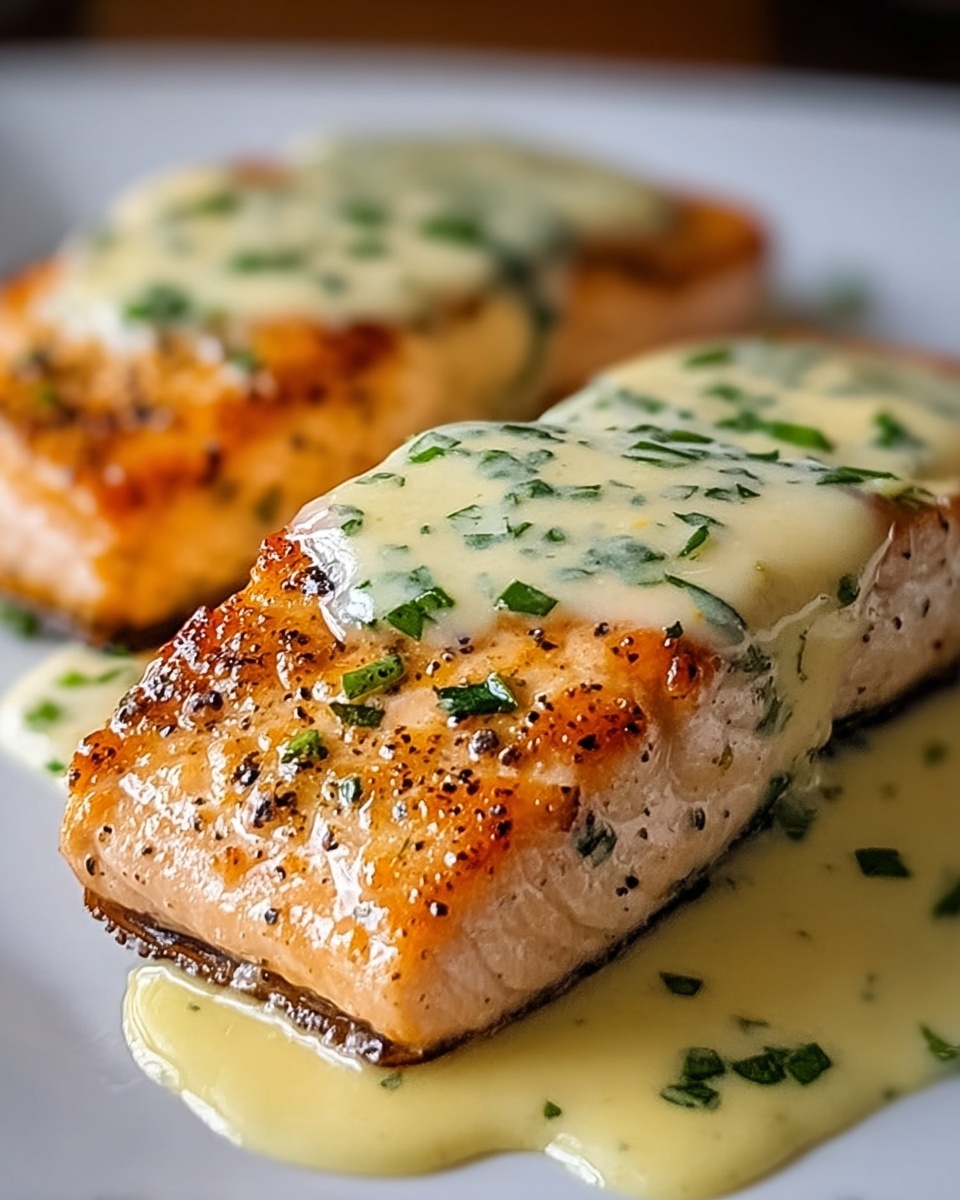 Simple Baked Salmon with Zesty Lemon Butter Cream Sauce Recipe - Recipe Image