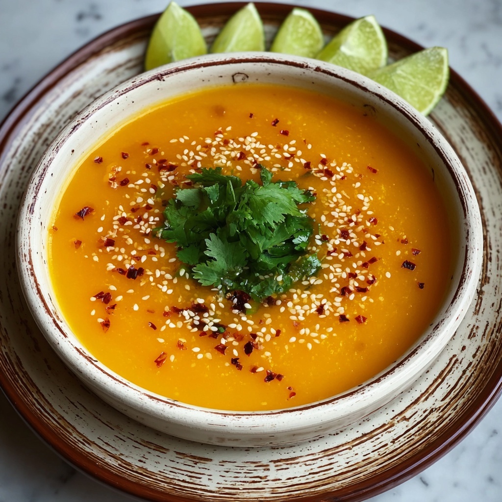 Spicy Sesame Carrot Soup with Red Lentils Recipe - Recipe Image