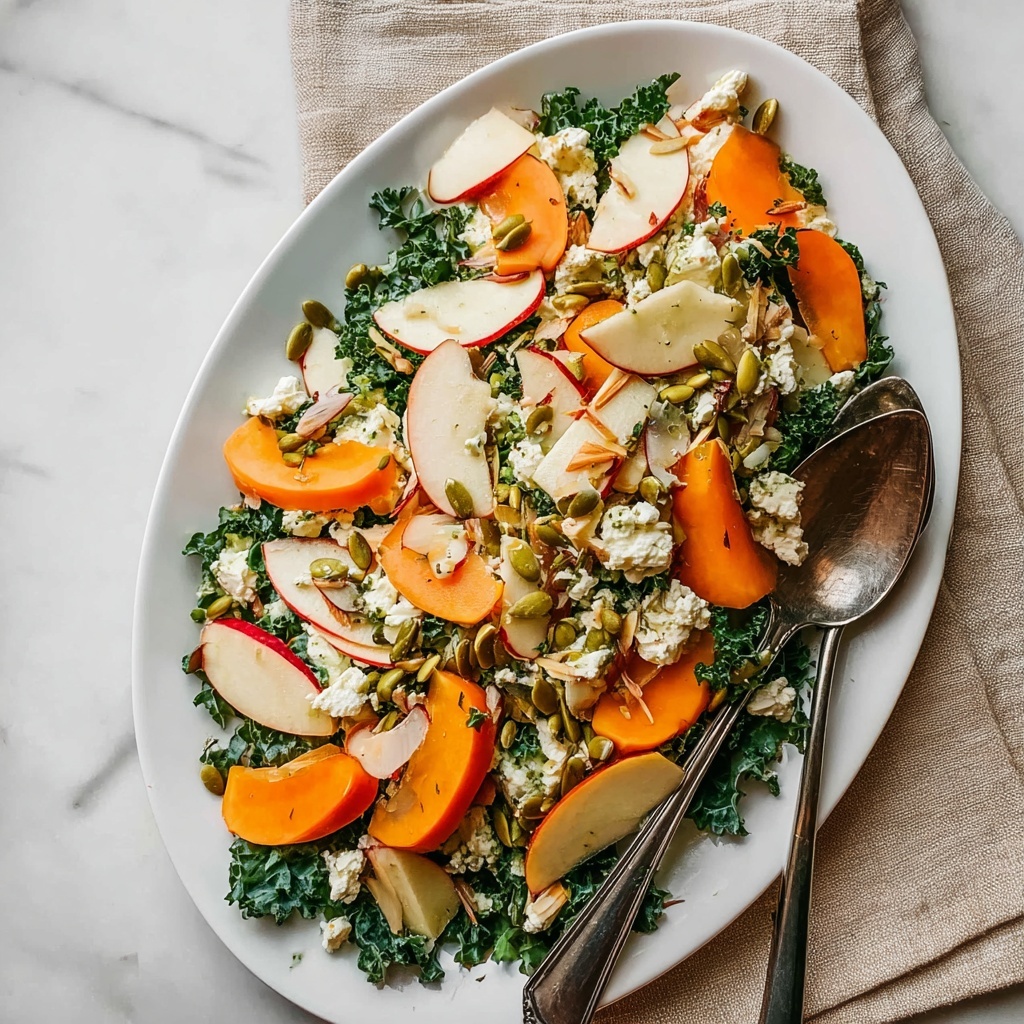 Healthy Christmas Kale & Persimmon Salad with Pear, Goat Cheese, and Nuts Recipe - Recipe Image