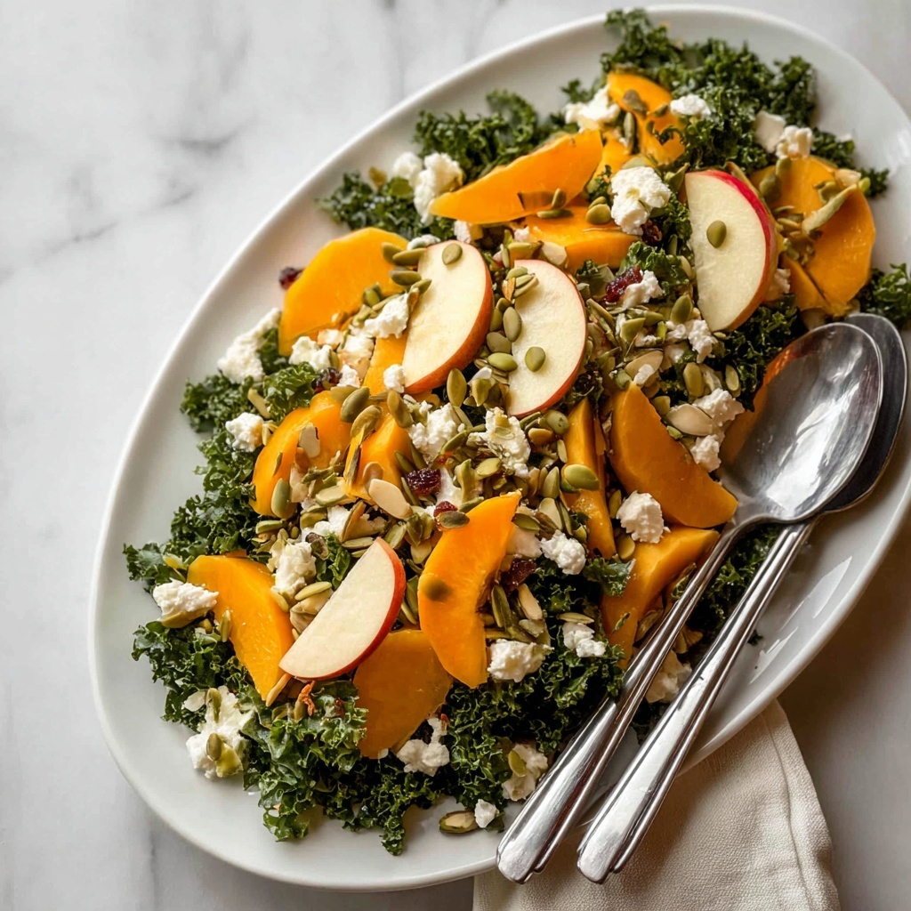 Healthy Kale Salad with Persimmons, Pear, Goat Cheese, and Nuts Recipe - Recipe Image