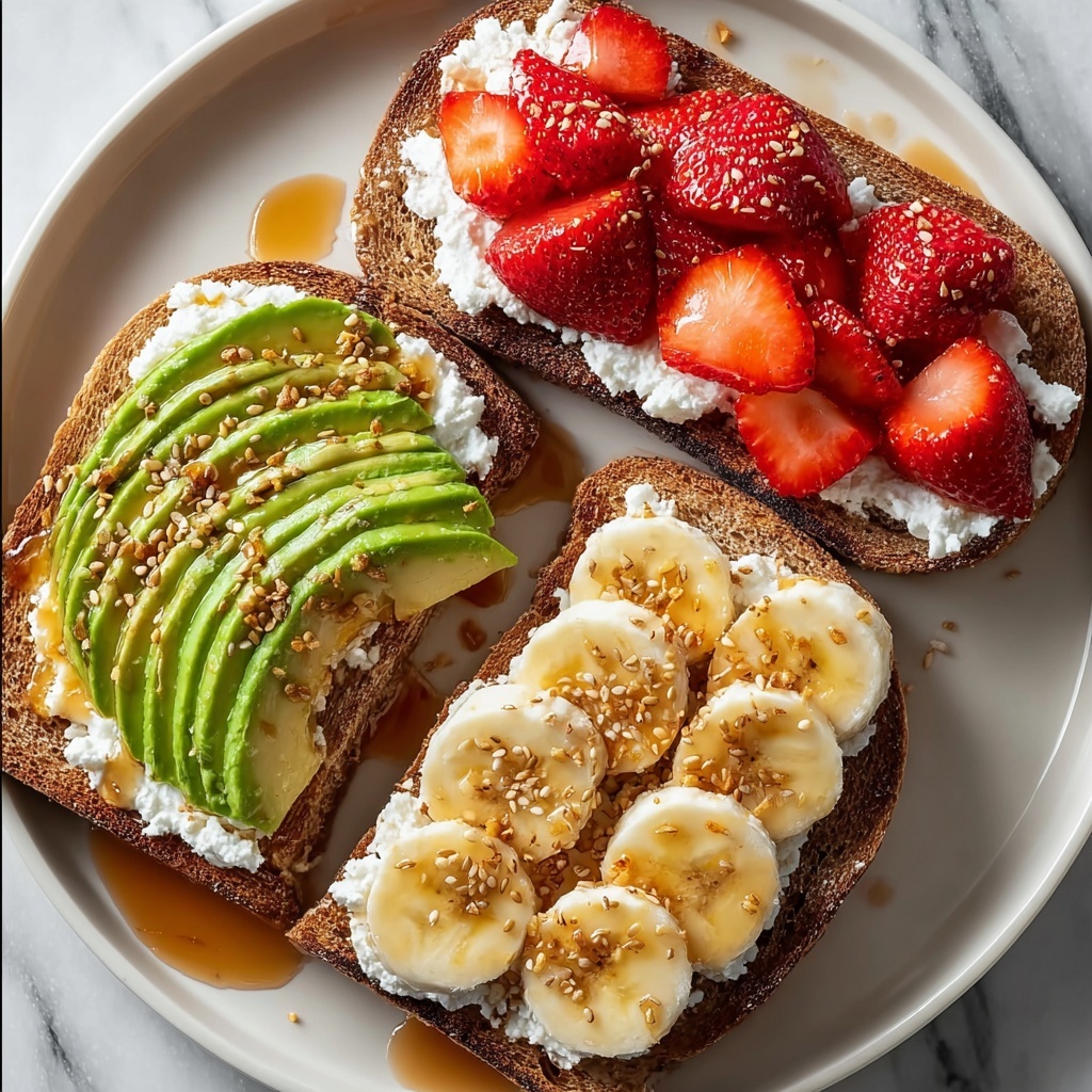 Healthy Toast Toppings: Avocado, Cottage Cheese, Banana & Strawberry Variations Recipe - Recipe Image