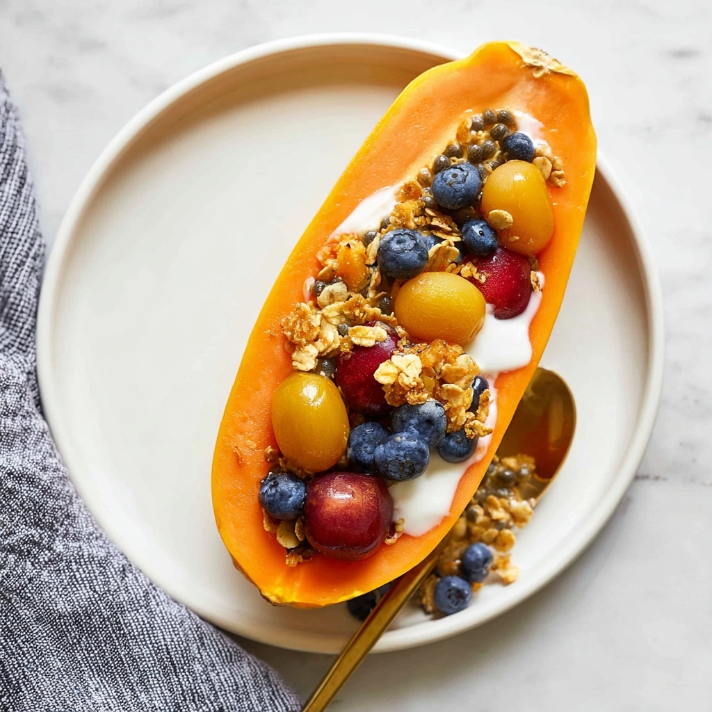 Papaya Yogurt Bowl with Granola, Berries, and Honey Recipe - Recipe Image