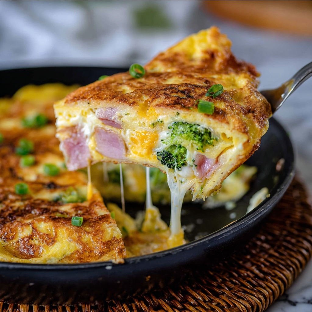 Cheesy Ham and Broccoli Frittata Recipe - Recipe Image