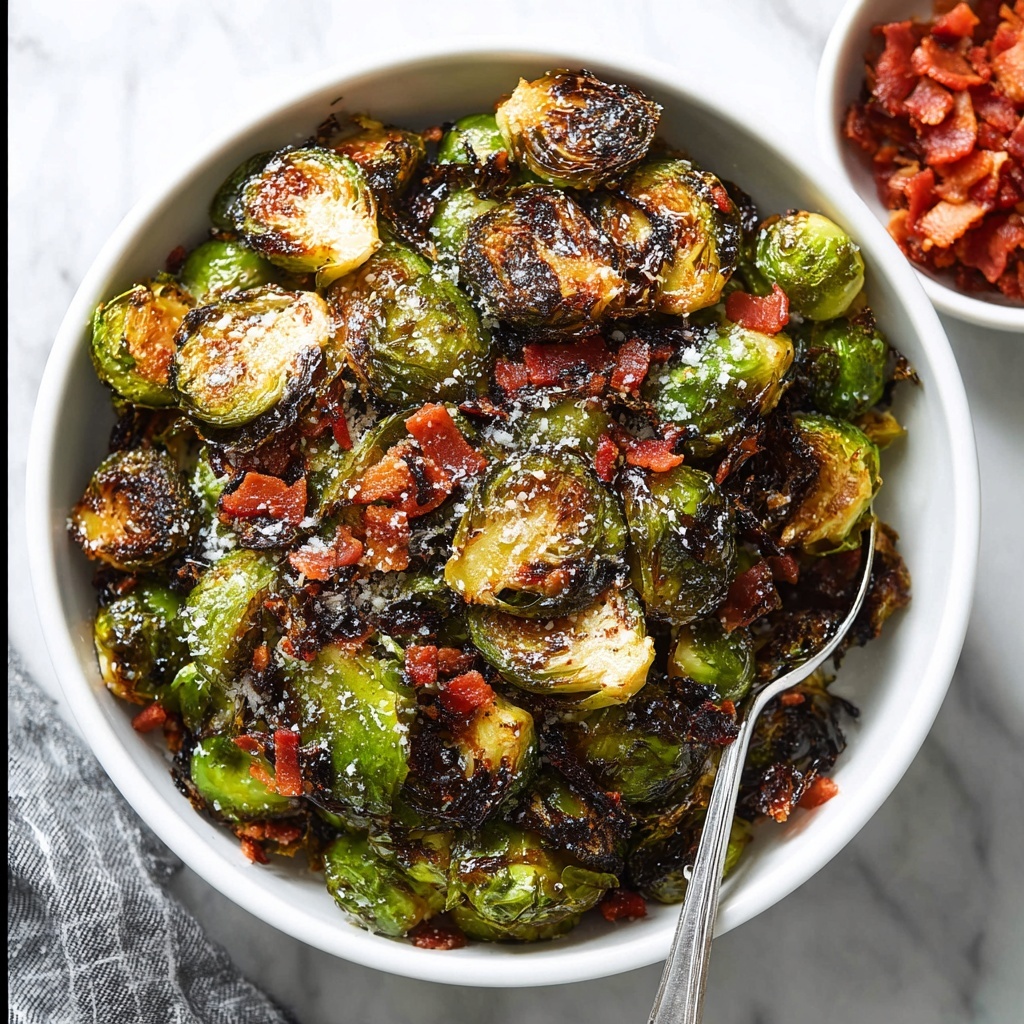 Roasted Brussels Sprouts with Parmesan, Bacon, and Balsamic Glaze Recipe - Recipe Image