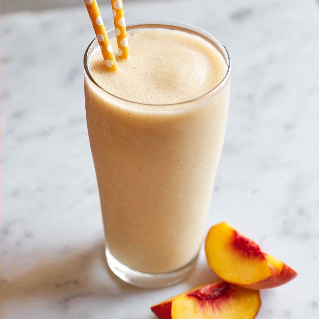 Creamy Peach Banana Smoothie with Oats and Maple Recipe - Recipe Image