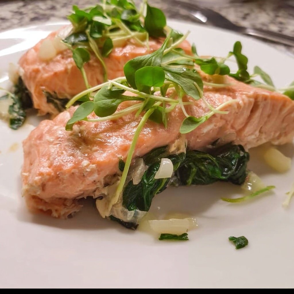 Spinach and Feta Stuffed Salmon Recipe - Recipe Image