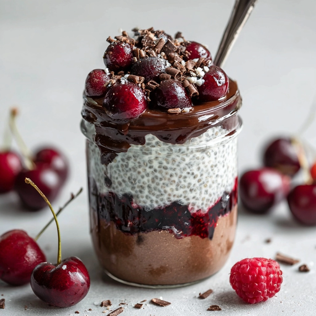 Layered Black Forest Overnight Oats Recipe - Recipe Image