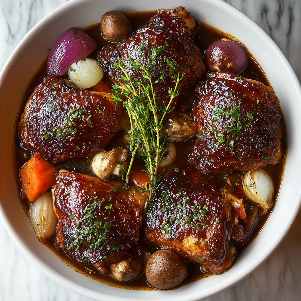 Braised Chicken in Red Wine Recipe - Recipe Image