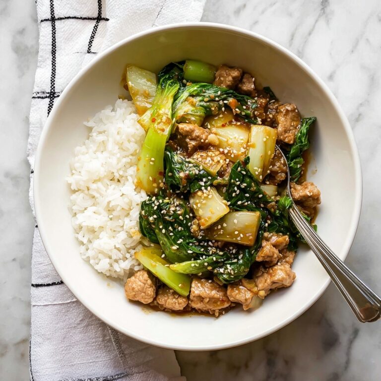 Ground Pork Stir Fry with Baby Bok Choy and Chili Oil Recipe