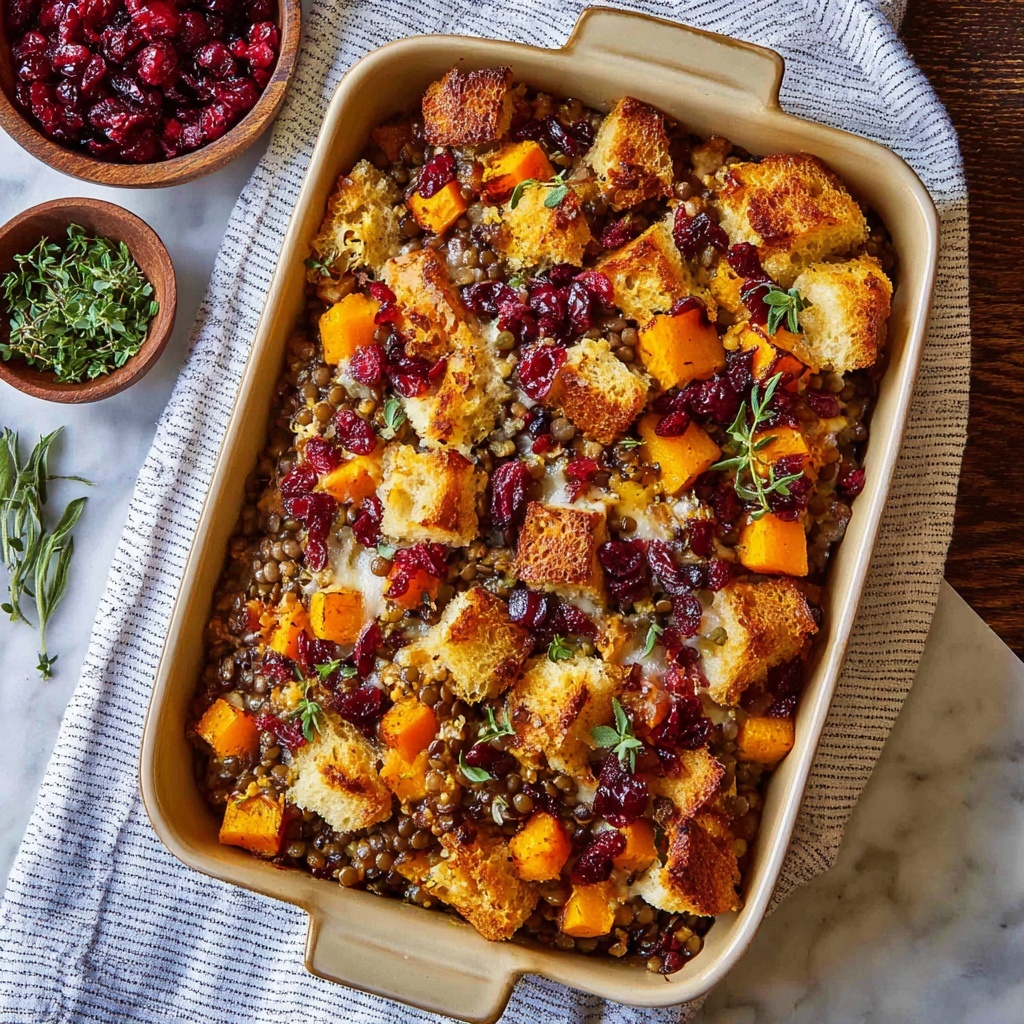 Butternut Squash, Cranberry, and Lentil Stuffing Recipe - Recipe Image