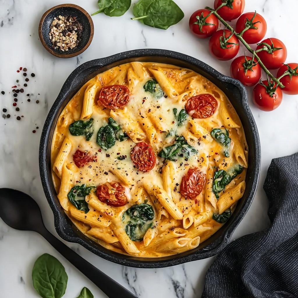 Creamy Tomato and Spinach Pasta Recipe - Recipe Image