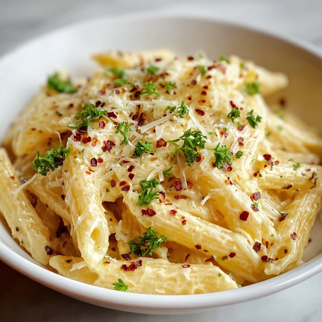 Creamy Garlic Penne Pasta Recipe - Recipe Image