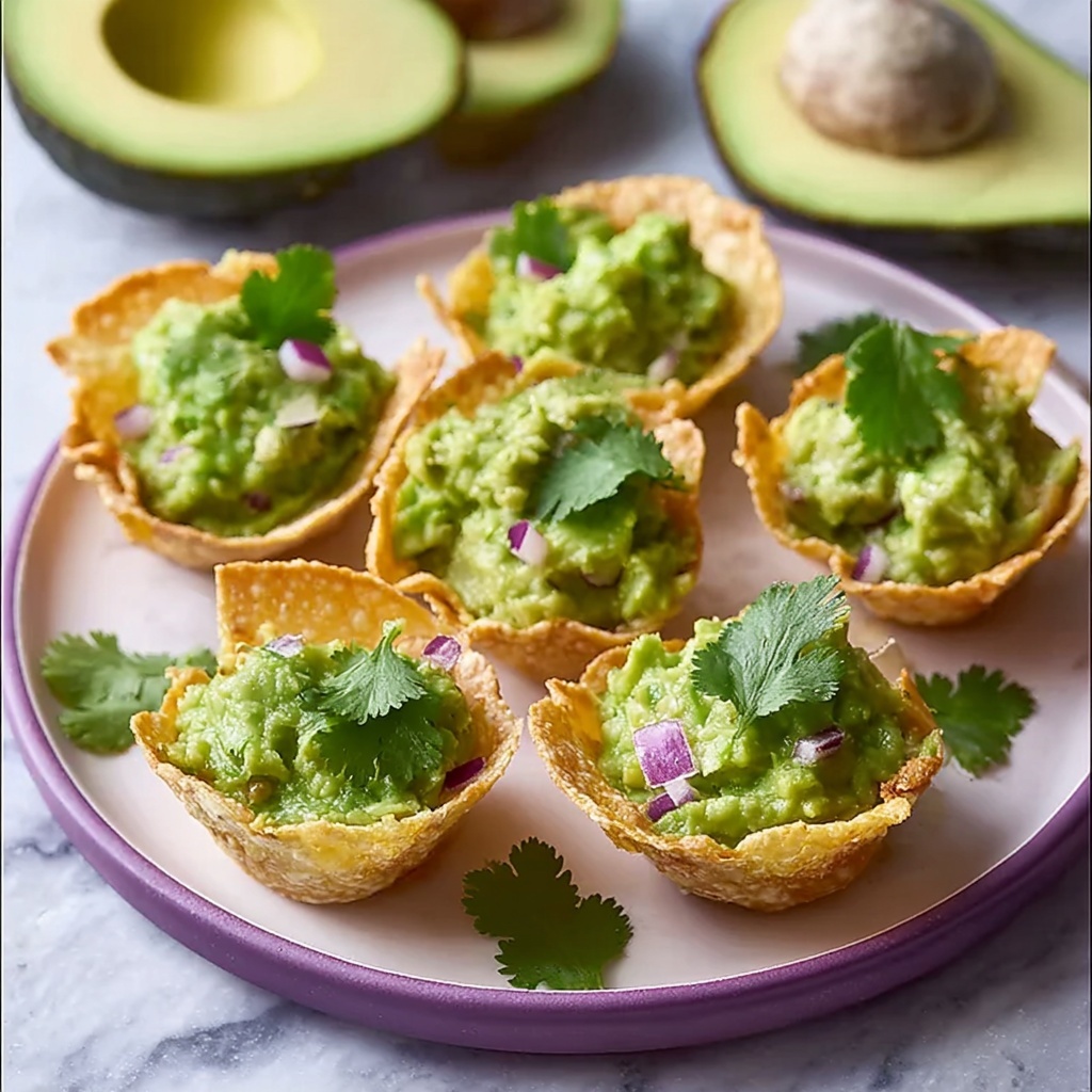 Baked Wonton Guacamole Cups Recipe - Recipe Image