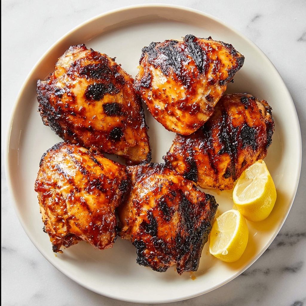 Grilled Lemon Herb Chicken Thighs with Barbecue Sauce Recipe - Recipe Image