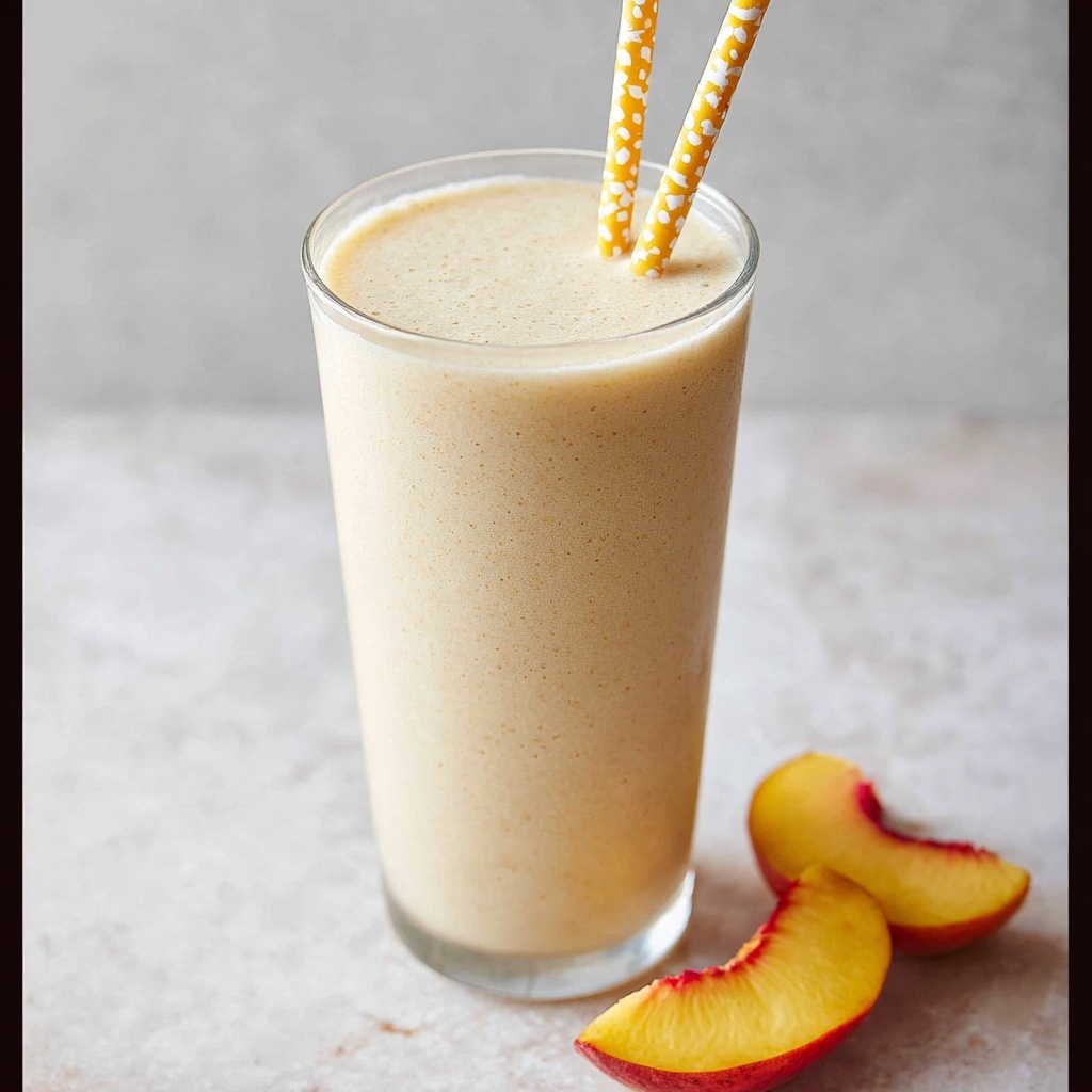 Creamy Peach Banana Smoothie with Oats and Maple Recipe - Recipe Image