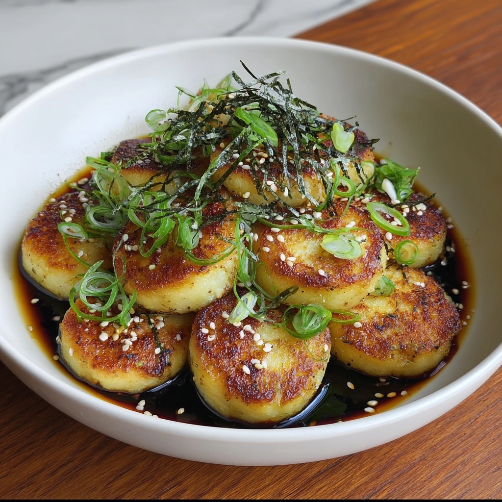 Savory Pan-Fried Japanese Potato Mochi Recipe - Recipe Image
