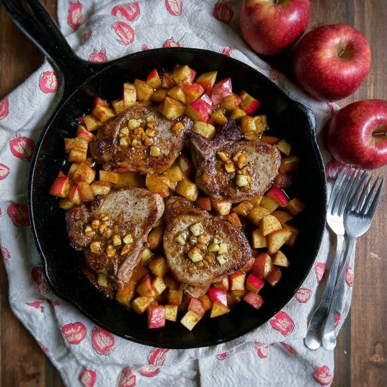 Apple Bacon Blue Smothered Pork Chops Recipe