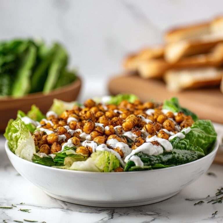 Vegan Caesar Salad with Crispy Chickpeas and Creamy Cashew Dressing Recipe
