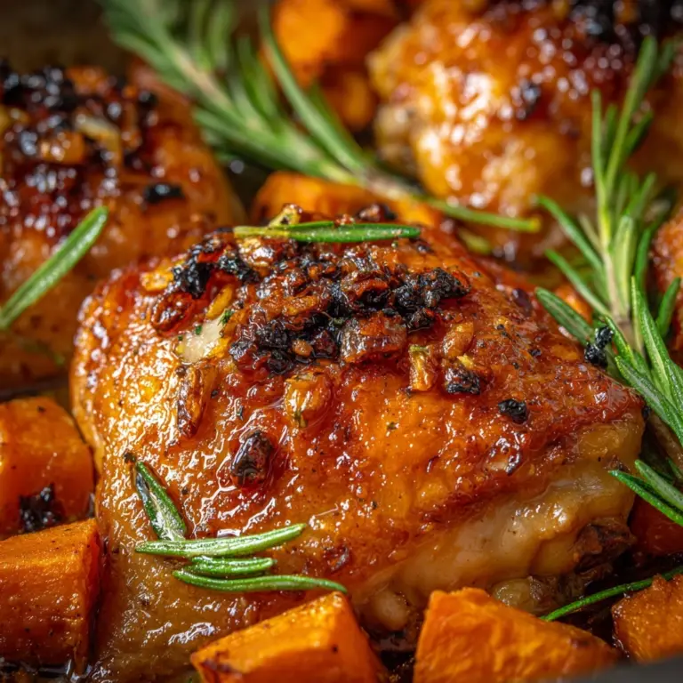 Honey Garlic Chicken with Sweet Potatoes and Green Beans Recipe