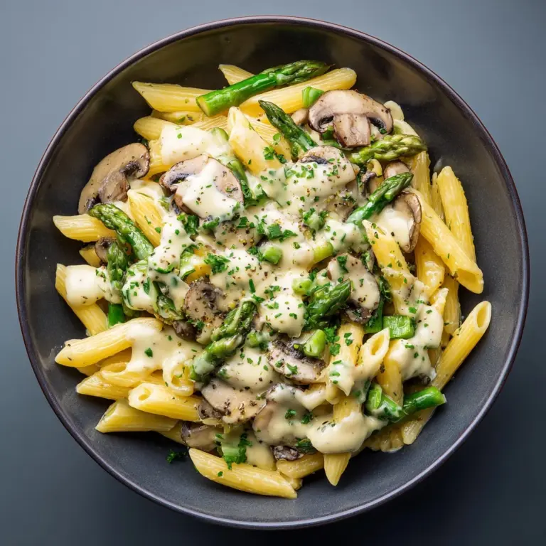 Creamy Mushroom and Asparagus Chicken Penne Recipe