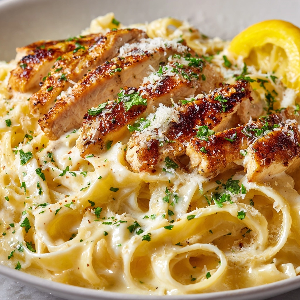 Creamy Lemon Garlic Chicken Pasta Recipe - Recipe Image