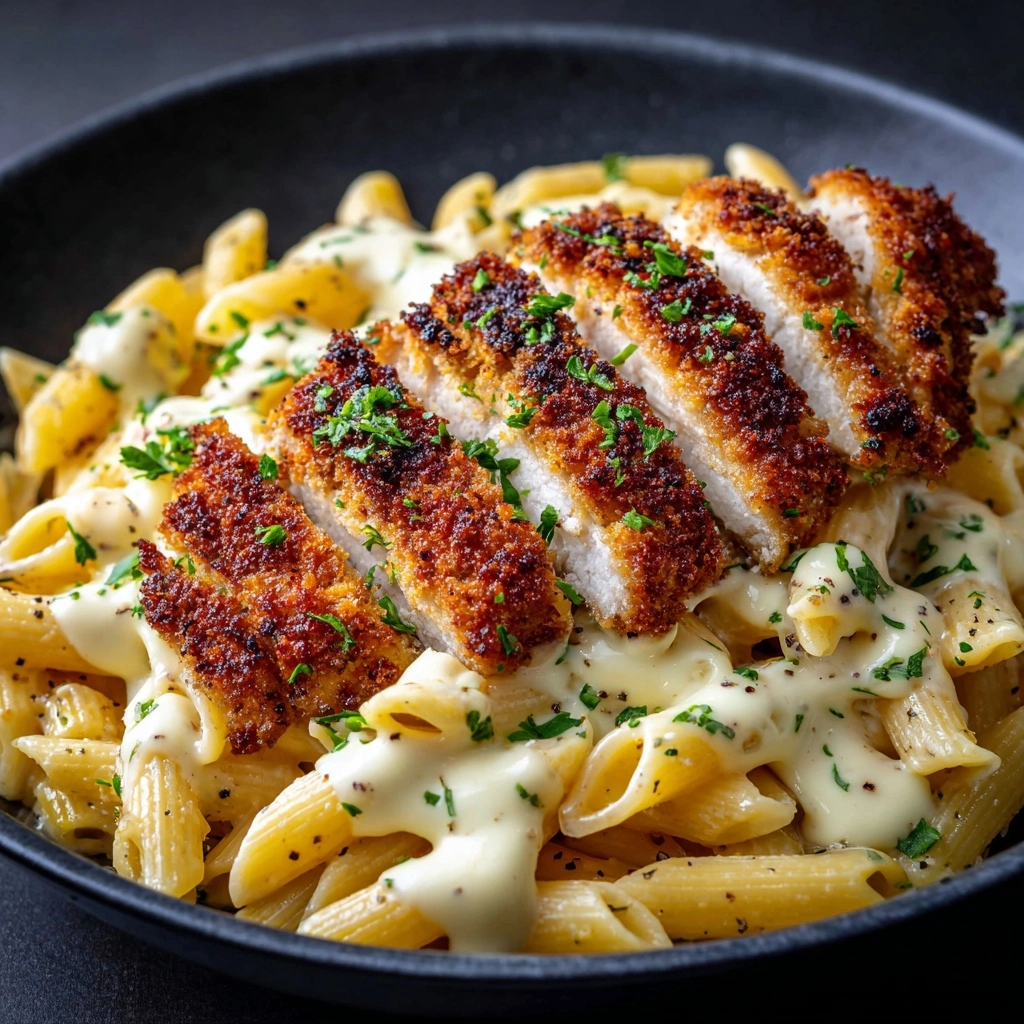 Crispy Chicken with Creamy Pasta Recipe - Recipe Image