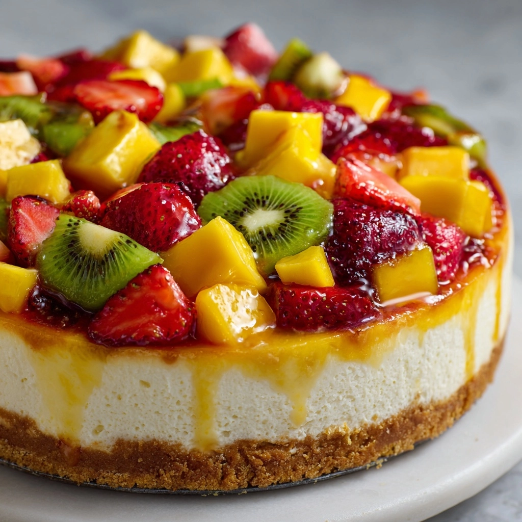 Tropical Fruit Salad Cheesecake Recipe - Recipe Image