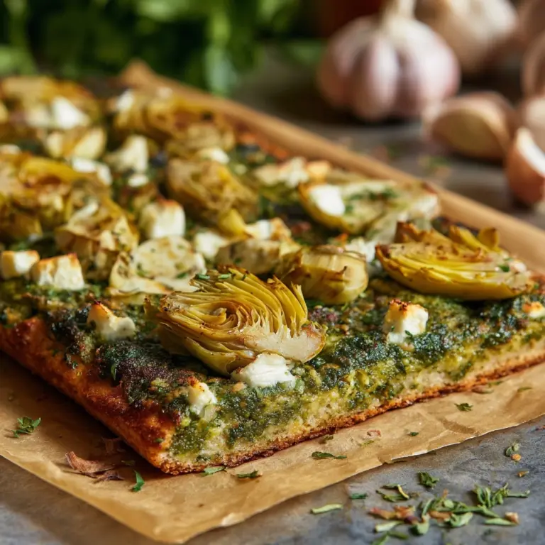 Green Pizza with Pesto, Feta & Artichokes Recipe