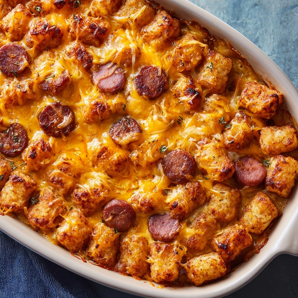 Cheesy Hot Dog Tater Tot Casserole Recipe - Recipe Image