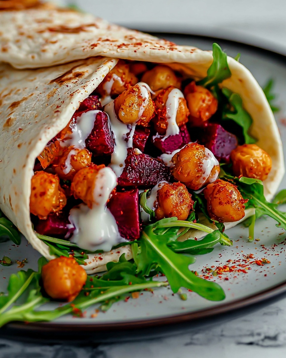 Roasted Beet & Chickpea Wraps with Tahini-Lemon Sauce Recipe - Recipe Image